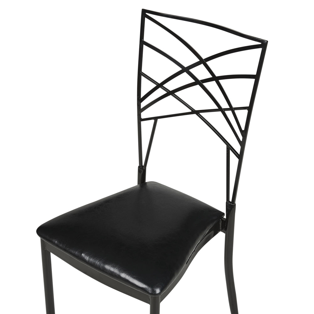 Set di 2 sedie da pranzo in metallo nero ecopelle bianca imbottitura del sedile con industriale stile glam