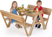 Tavolo da Picnic per Bambini in Legno con 2 Panche Integrate | Set di Tavolo e Sedie per Attività all'Aperto, Mobili per Bambini 3+ Anni per Cortile, Patio e Giardino