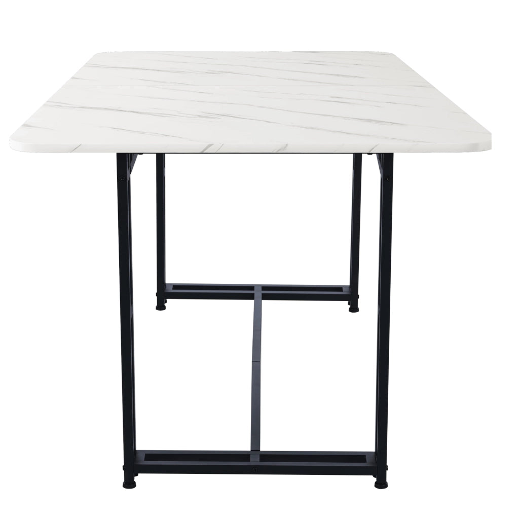 TAVOLO DA PRANZO 140x80 cm MDF Nero Bianco con gambe in metallo