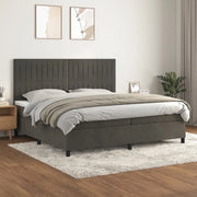 Giroletto a Molle con Materasso Grigio Scuro 200x200 cm Velluto 3143164