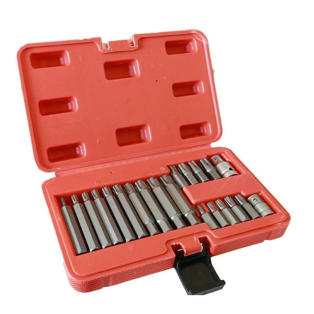 Trade Shop - Kit Inserti Chiavi Bussole Chiavi Torx Set 21 Pz Hex 1/2" 3/8" Professionale -