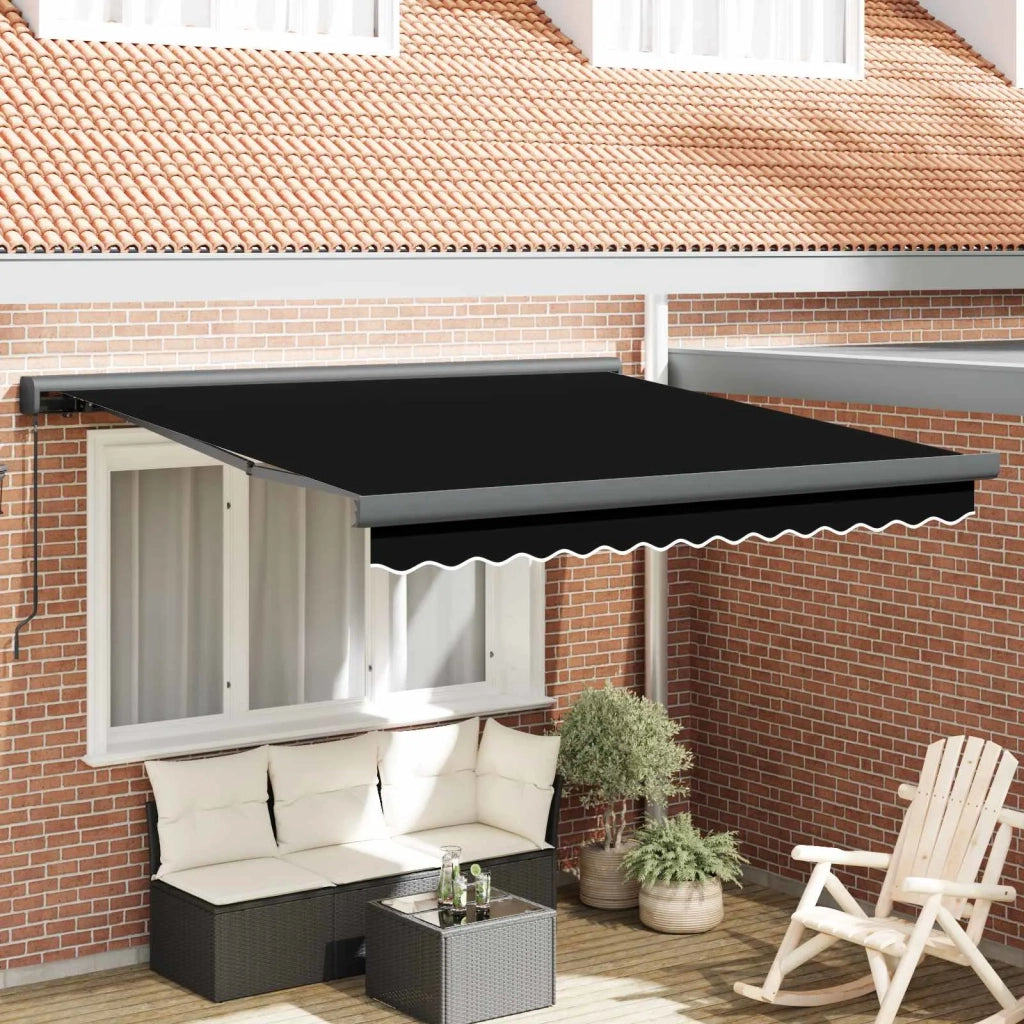 Tenda Retrattile Nero 350 x 250 cm Tessuto e Metallo 3330335