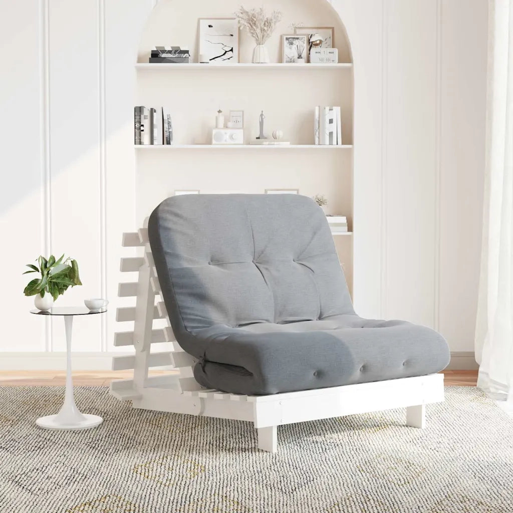 Divano letto | Sof¨¤ letto | Letto singolo Futon con Materasso Bianco 80x206x11cm Legno Pino