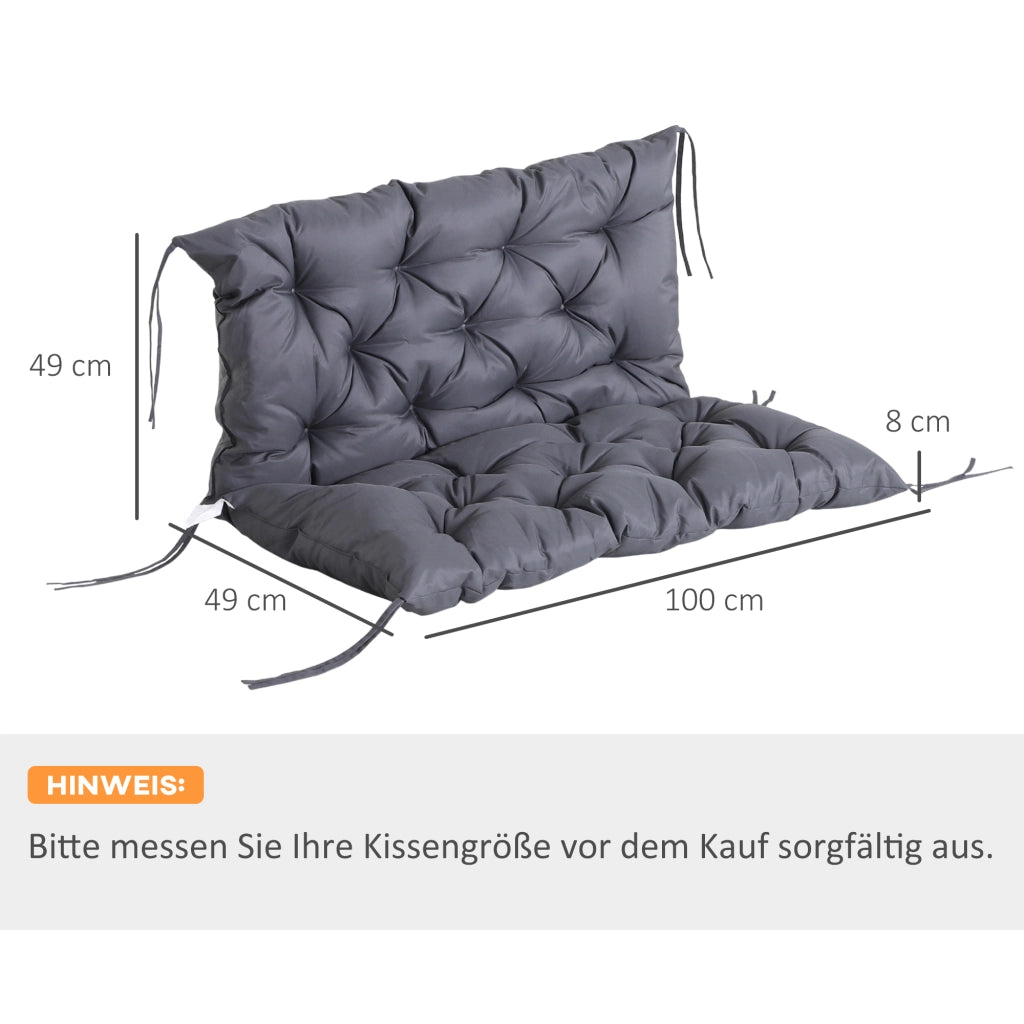 Cuscino per panca da giardino 100 x 98 x 8 cm, imbottitura in schiuma, grigio scuro