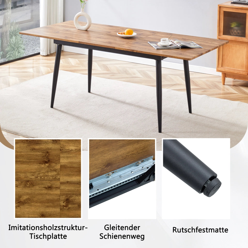 Tavolo da pranzo rettangolare con piano in MDF e gambe metalliche angolate per cucina e ufficio