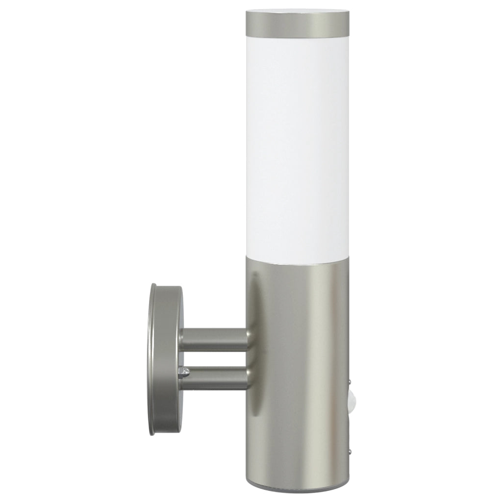 Lampada da Parete da Esterno con Sensore 2 pezzi Argento Acciaio Inossidabile IP44