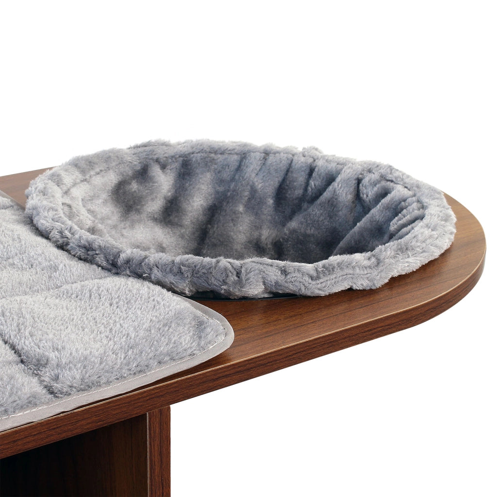 Fudajo Casetta gioco per gatti Design in legno marrone con cuscini e tappetino tiragraffi in sisal