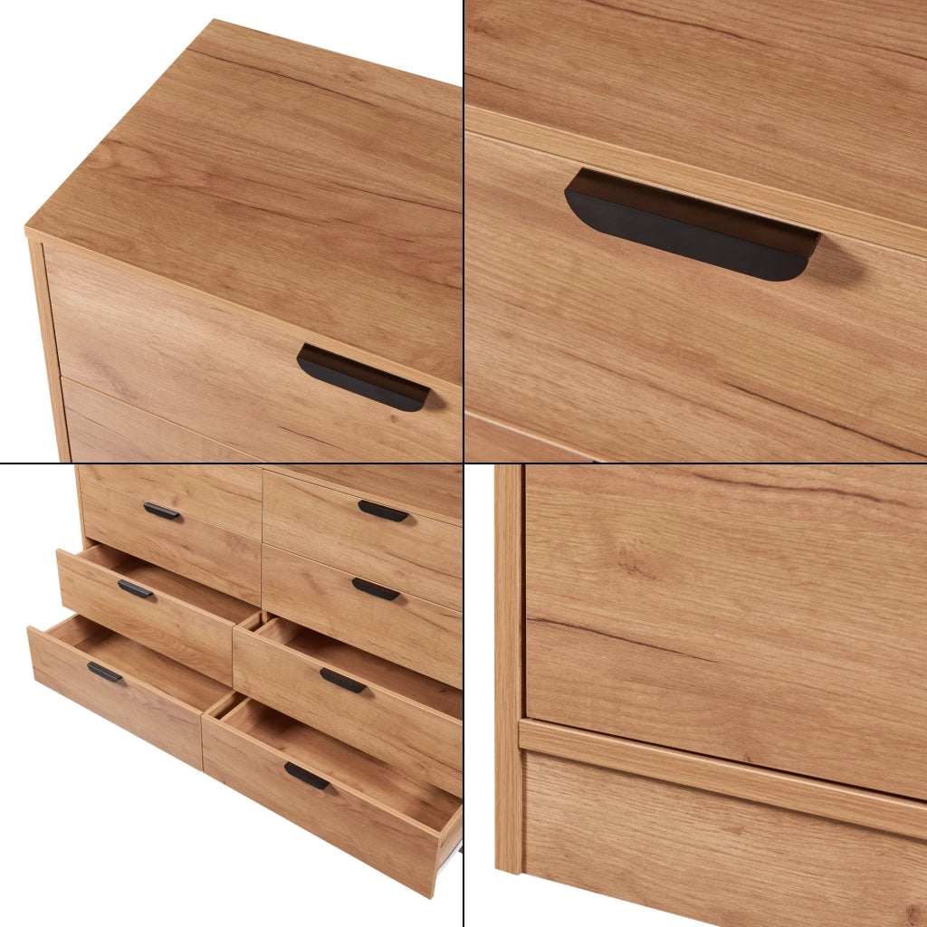 Cassettiera pratico mobile contenitore per ingresso soggiorno camera da letto 90 x 140 x 40 cm MDF effetto rovere 03_0009316