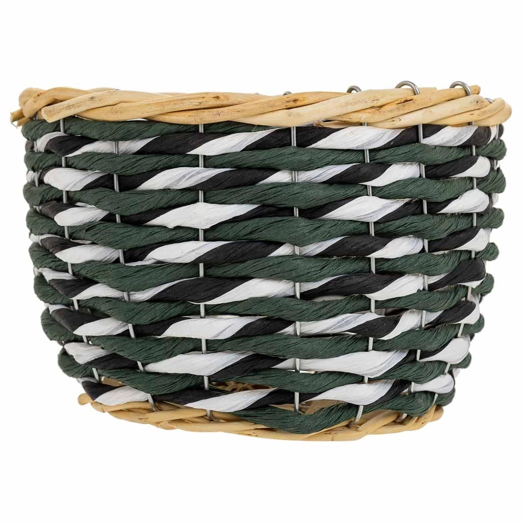 Cesto in legno e corda di carta verde D21x13