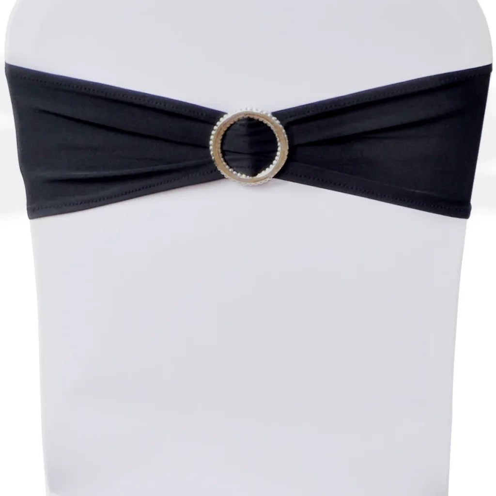 Fascia Elasticizzata Nera Decorativa Sedia con Fibbia Diamante 25 pz