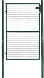Cancello da giardino in acciaio verde 105 x 125 cm con serratura e maniglia