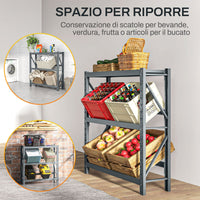 Scaffale Autoportante a 3 Livelli Ripiani Regolabili per 6 Casse di Bevande 110x30x110 cm Grigio