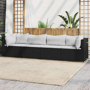 Set Divani da Giardino 4 pz con Cuscini Nero in Polyrattan 319736