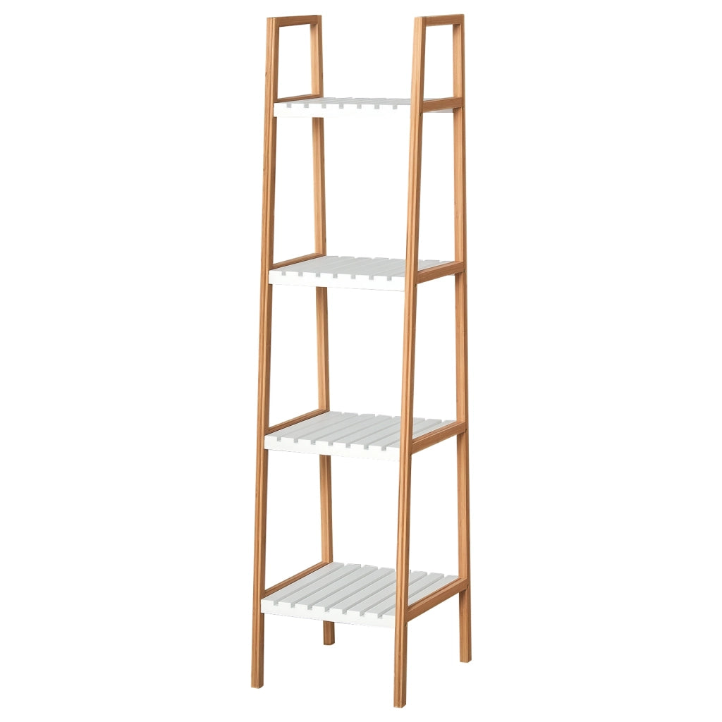 Scaffale a gradini in bamb¨´ ¨C Minimal ¨C 35x36x138,5 cm bianco e naturale