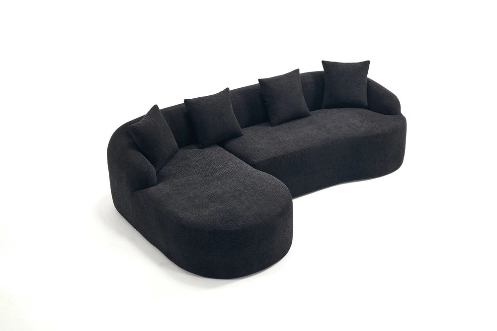 Divano angolare chaise longue 2 posti ¨C Minimal ¨C nero velluto chenille L-forma