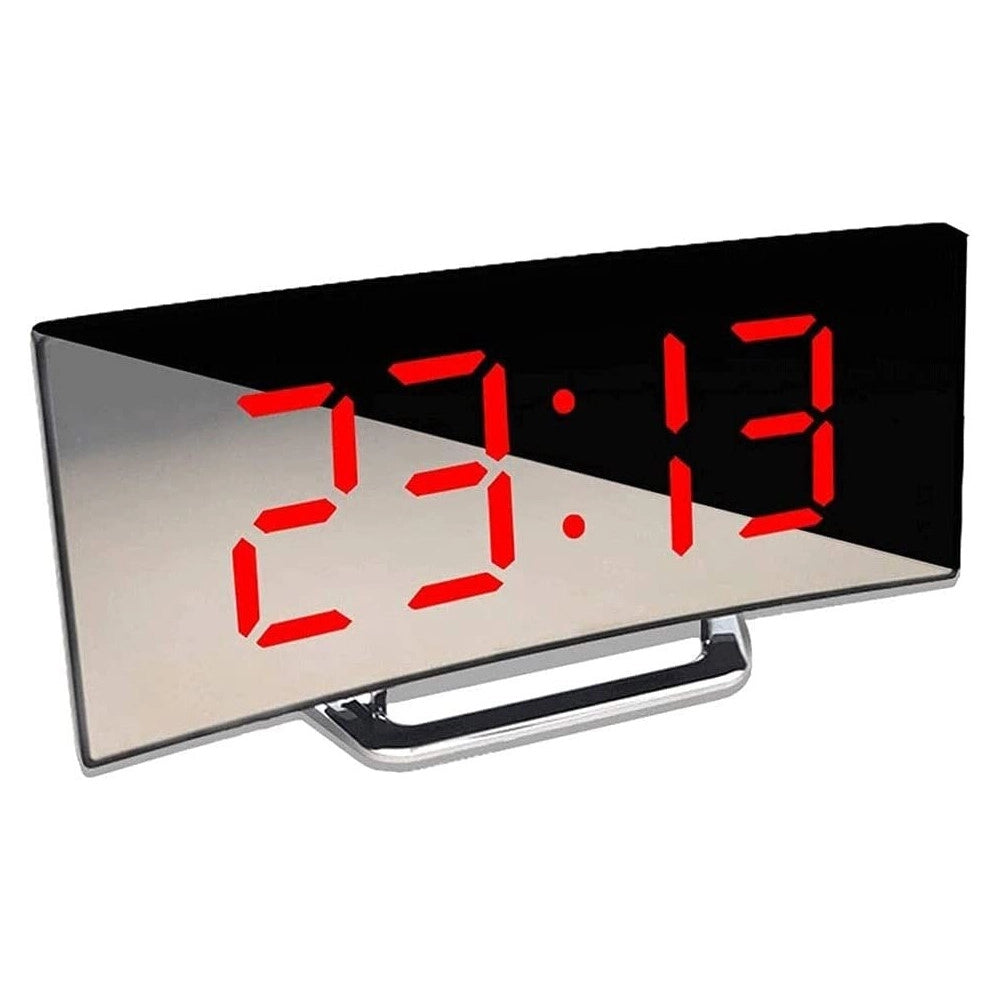 Trade Shop - Orologio Sveglia Digitale Con Datario Termometro Display A Specchio Da Tavolo -