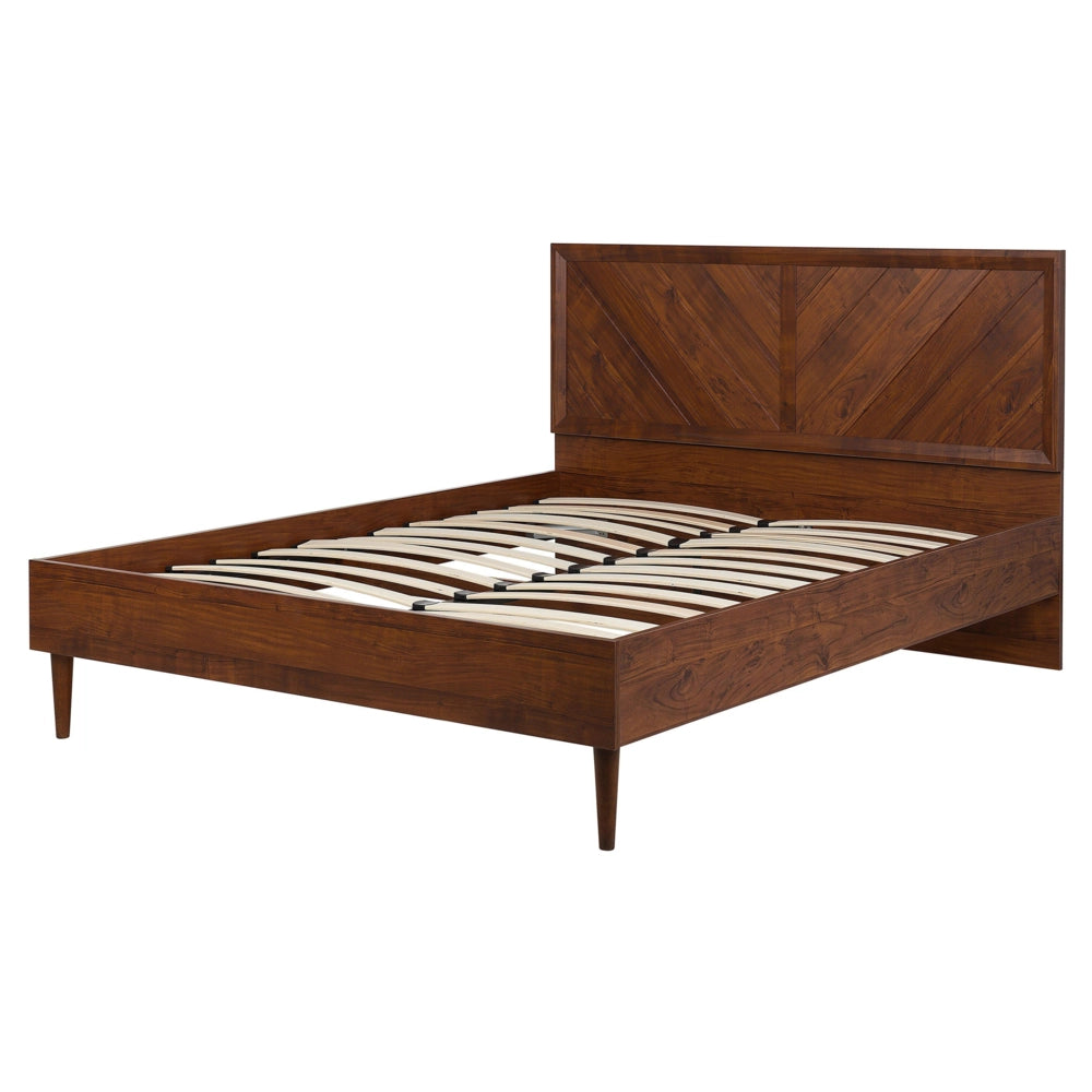 Letto a doghe in legno scuro Illuminazione a LED Multicolore 160 x 200 cm Design moderno rustico