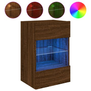 Mobile TV a Parete | Armadietto TV | Mobile Porta TV con Luci LED Rovere Marrone 40x30x60,5 cm