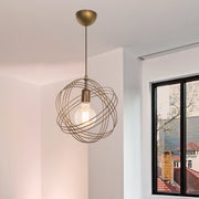 Lampada a Sospensione 'Hove' con Paralume a Globo di Cerchi in Metallo - Effetto Bronzo [lux.pro]