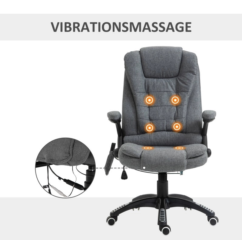Poltrona da ufficio ergonomica con massaggio e riscaldamento grigio scuro