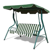 Dondolo a tre posti da giardino con oscurante e telaio in acciaio 172x154x110cm Verde e bianco-Dondoli