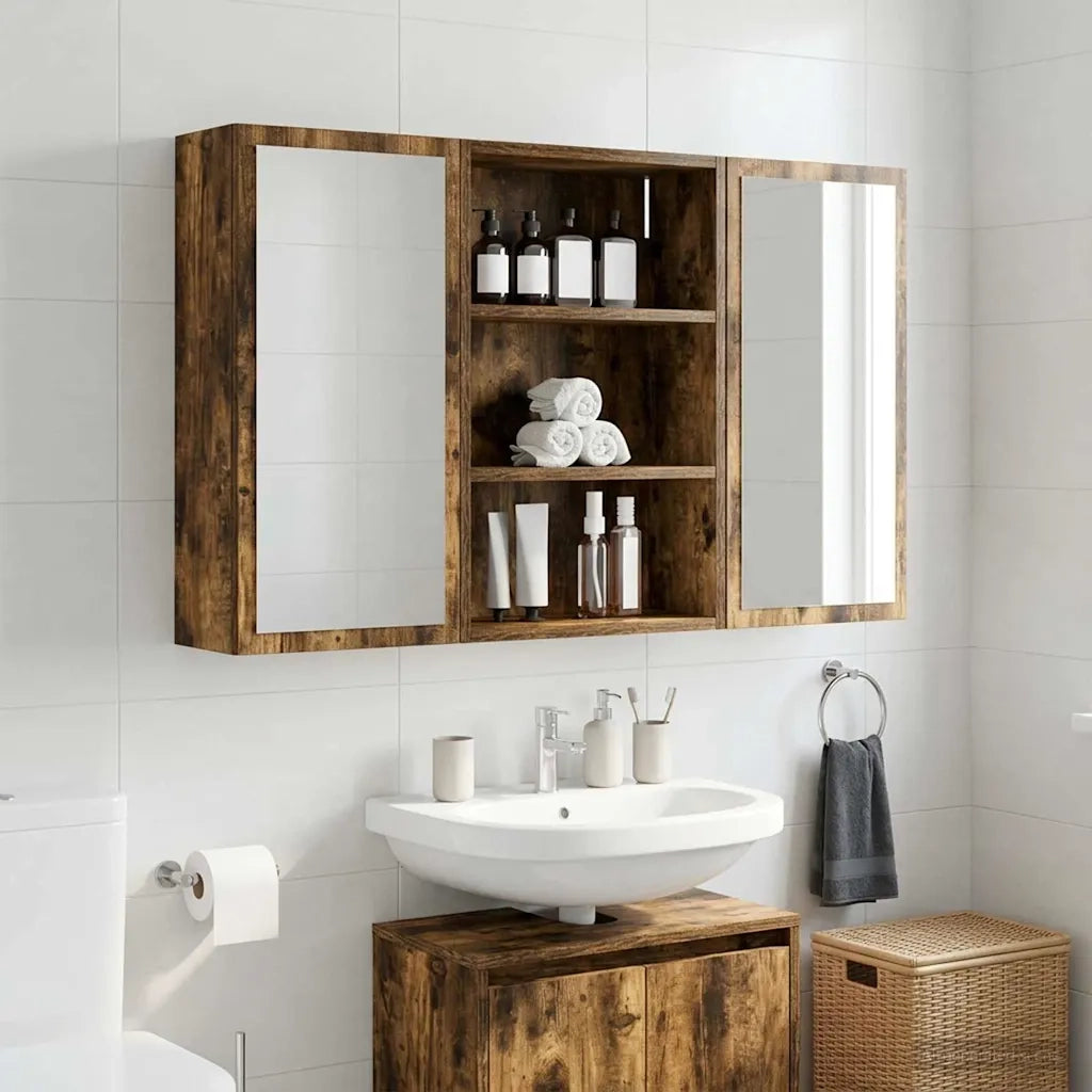 Armadio da bagno a muro Quercia Affumicata 40 x 16 x 62,5 cm