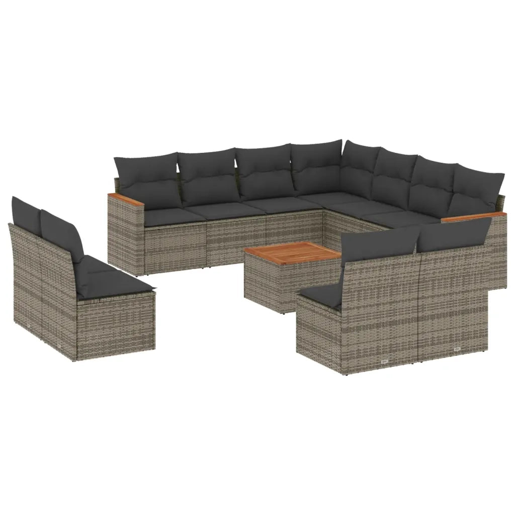 Set Divani da Giardino 12 pz con Cuscini Grigio in Polyrattan 3226095