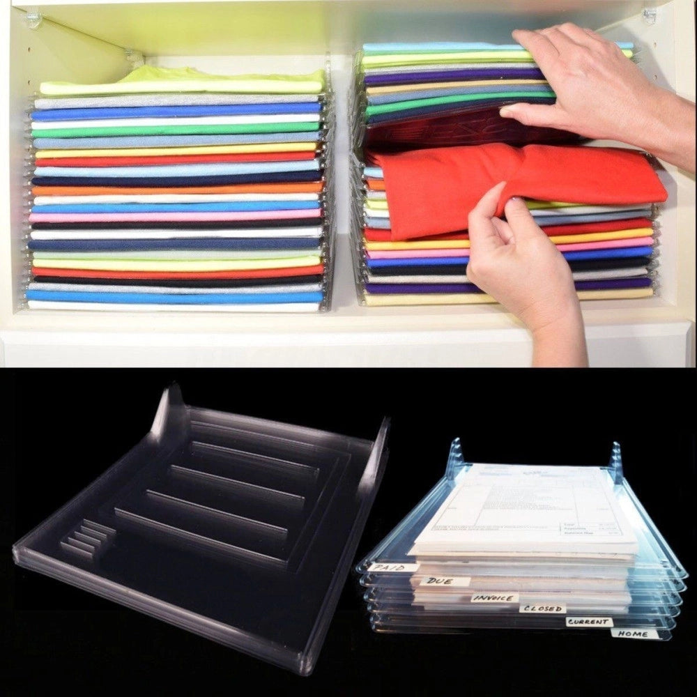 Trade Shop - Organizer Per Magliette Salvaspazio T-shirt Pieghevole Cabina Armadio Cassetto -