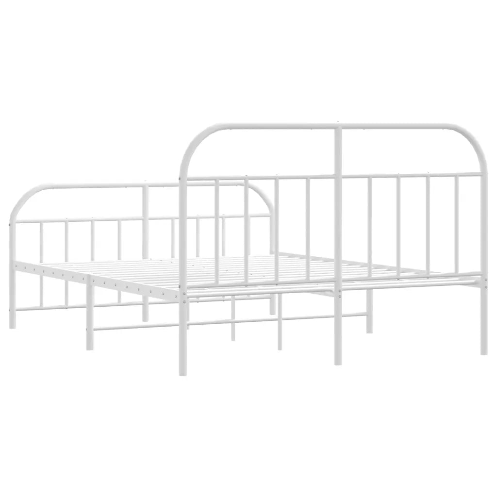 Giroletto con Testiera e Pediera Metallo Bianco 140x190 cm
