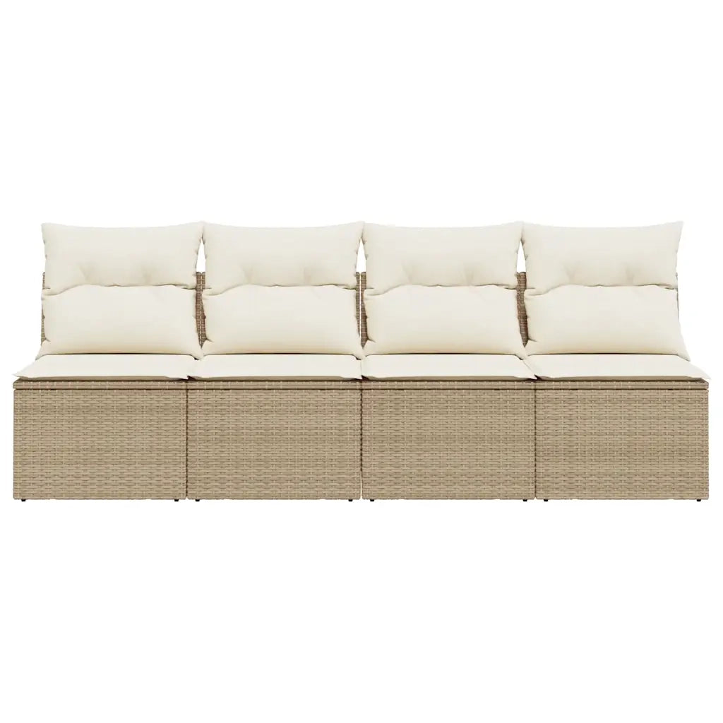 Divano da Giardino con Cuscini a 4 Posti Beige in Polyrattan 366054