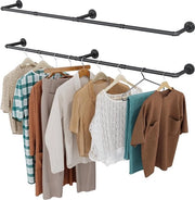 Set di appoggio abbigliamento industriale da 2 pezzi, 167 cm, fissaggio a parete, appoggio abbigliamento retro metallico rimovibile per l'appoggio di vestiti, robusta appoggio abbigliamento per la stanza da letto (3 basi)