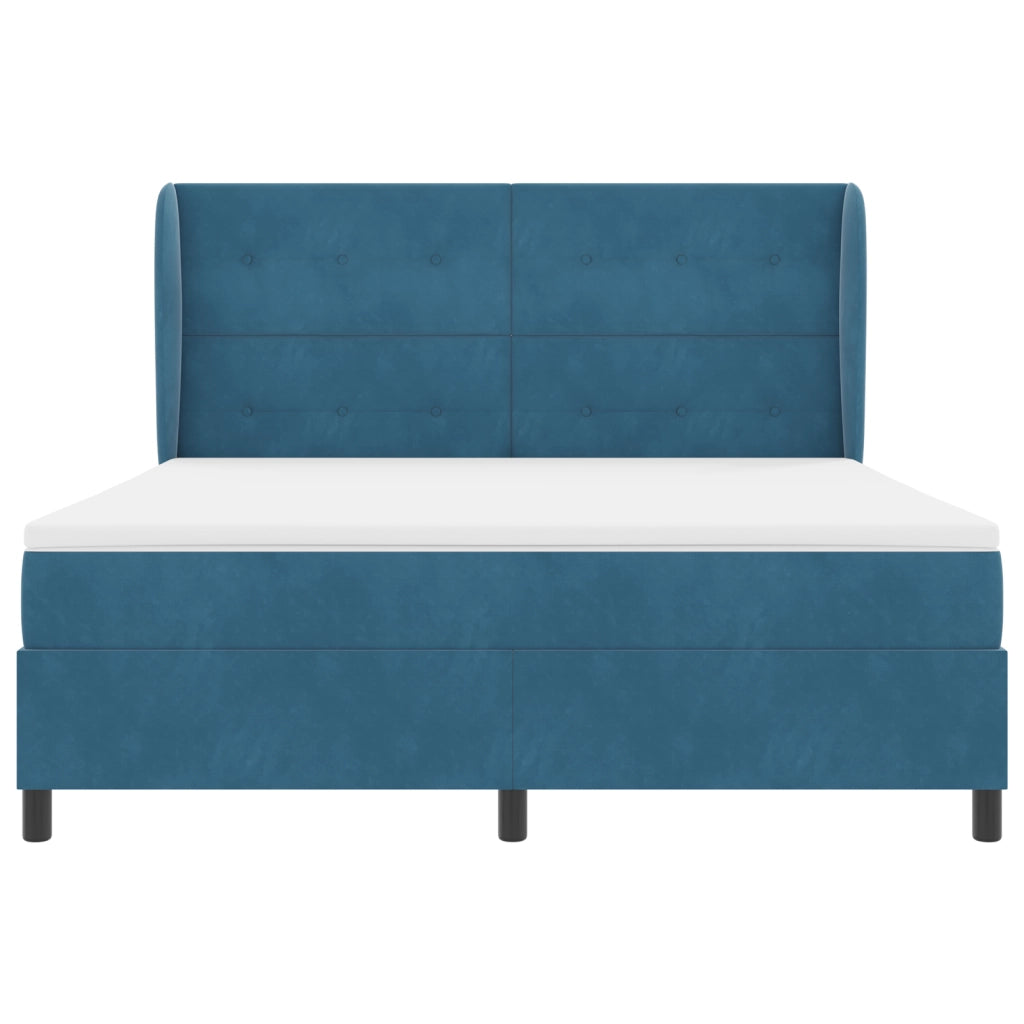 Letto con Materasso Box Spring Blu Scuro 180x200 cm Velluto