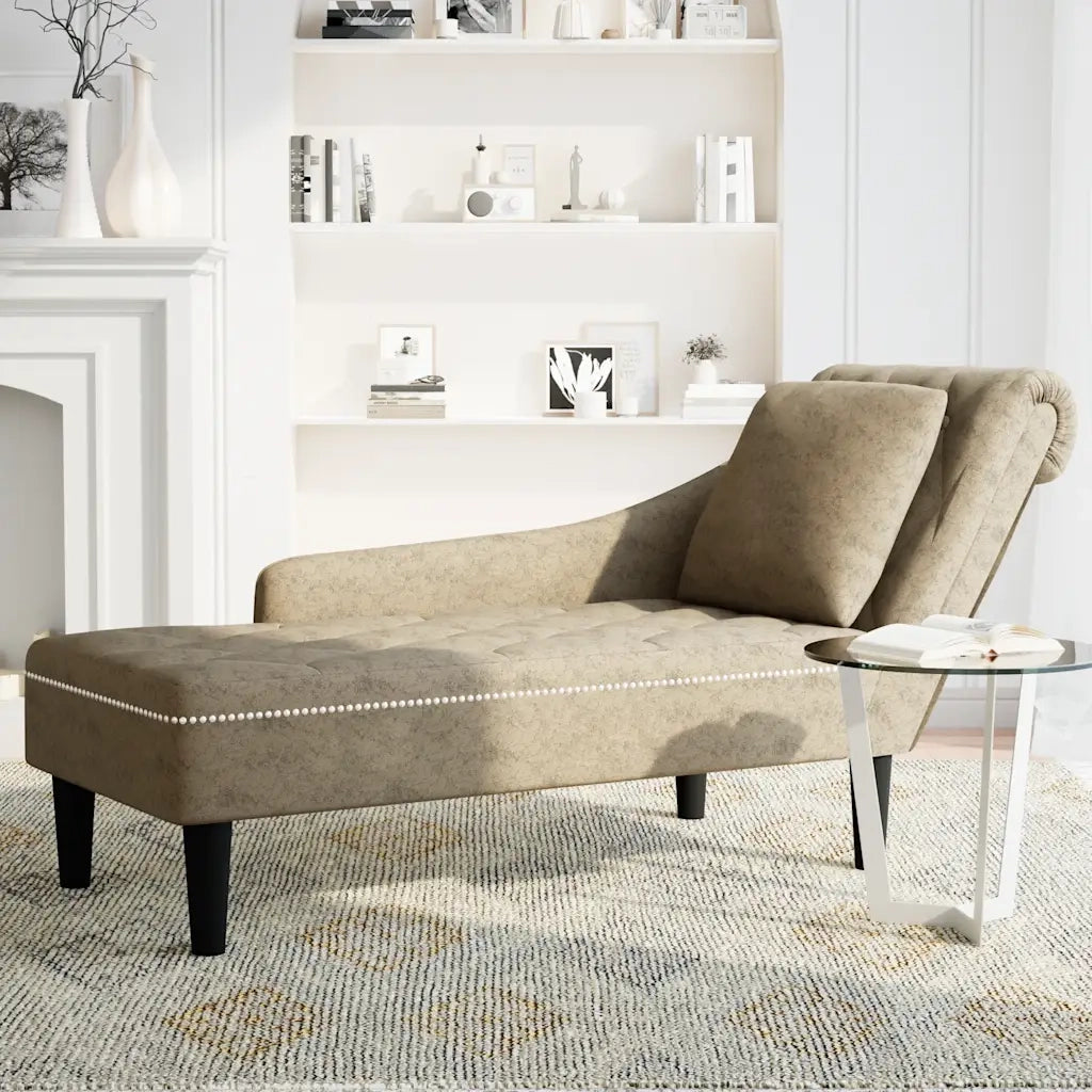 Sdraio con Cuscino e Bracciolo Destro Similpelle Grigio Chiaro CFW6409025