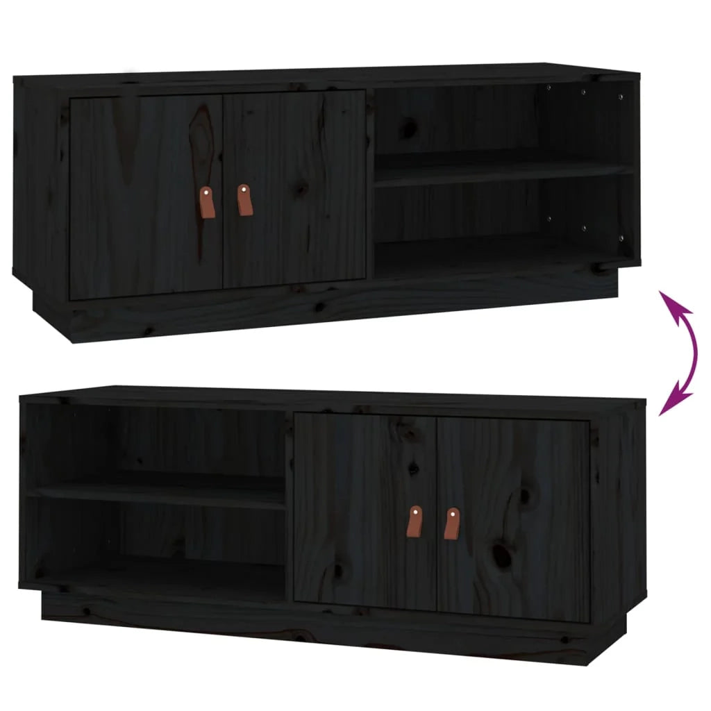 Mobile TV multimediale scaffale TV credenza mobile TV sala da pranzo soggiorno camera da letto 105 x 34 x 40 cm legno di pino massiccio nero 02_0025686