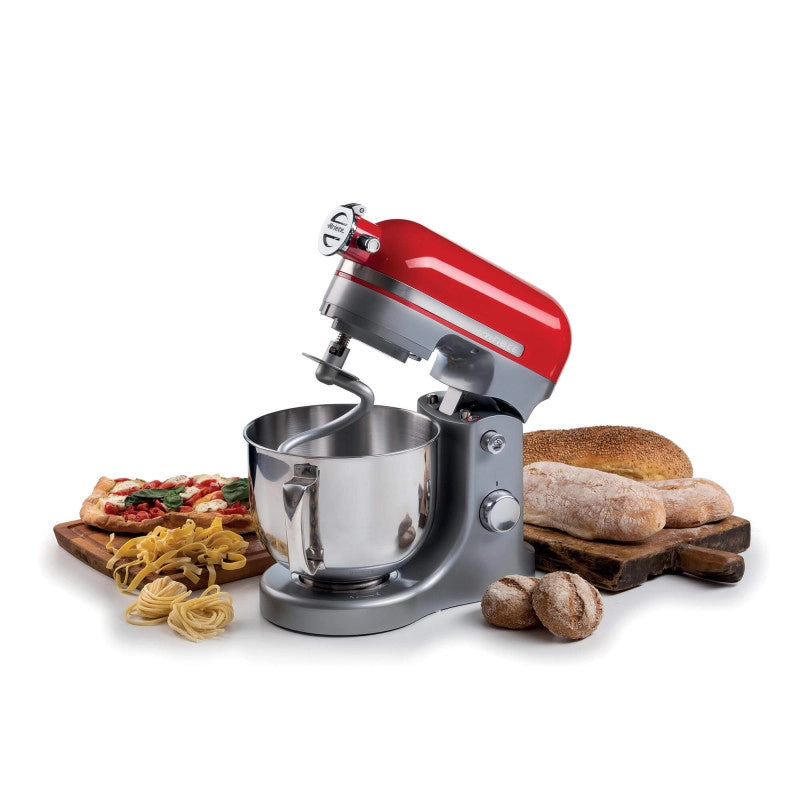 Impastatrice Planetaria Moderna - 1600W - 5,5L - 11 Velocità - 3 Accessori - Rosso