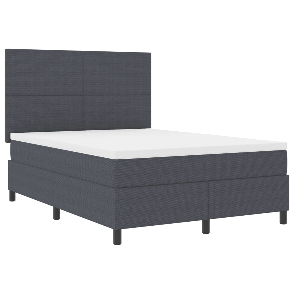 Letto con Box Spring con Materasso & Luce LED Grigio Scuro 160x200 cm Tessuto Vellutato