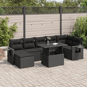 vidaXL Set Divani da Giardino con Cuscini 8 pz Nero in Polyrattan