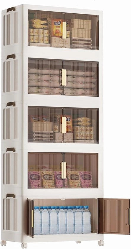 Scatola di archiviazione ripiegabile con coperchio 5 cassetti organizzatori con ruote scatola di archiviazione ripiegabile per la casa camera da letto ufficio appartamento universitario
