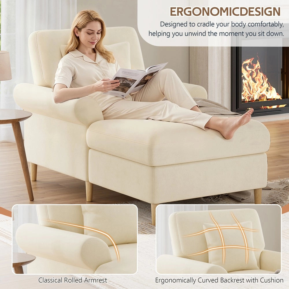 Poltrona Relax in Velluto ¨C Minimal ¨C Beige per Soggiorno e Camera da Letto