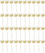 Decorazioni per Cupcake 40 Pack - Corona d'Oro - Glitter - Papiro di Bamboo di Qualità Alimentare
