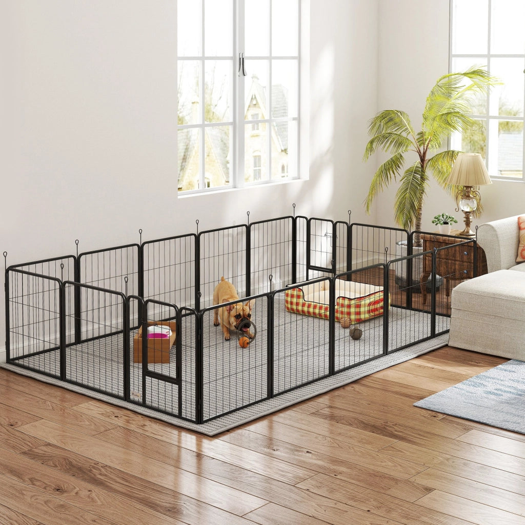 Recinto per Cani ¨C zephmum ¨C Grigio, Polipropilene, 16 Pannelli Pieghevoli