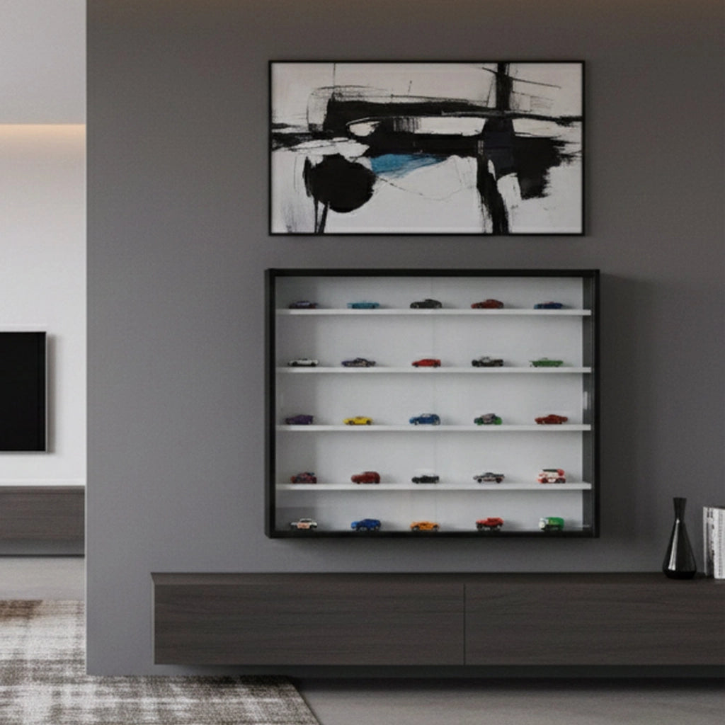 Mobile Espositore Cumiana, Vetrina 4 Ripiani, 10x80x60h cm Nero