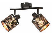Plafoniera nera Reality Kiga 2 luci E14 traforata