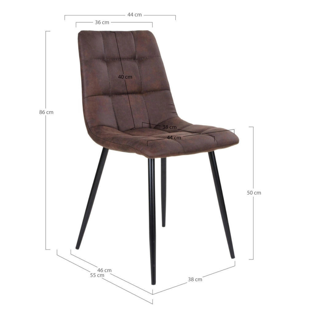 Set di 2 Sedie Middelfart 1, Marrone, Microfibra, 55x44x86 cm