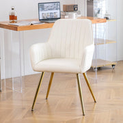 Set 2 Sedie da Pranzo con Braccioli ¨C Xylo ¨C Tessuto, Gambe in Metallo Dorato