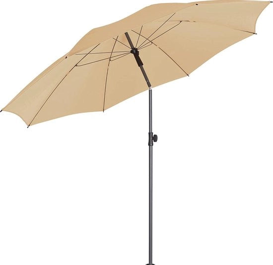 Parasole classico con protezione UV 50+ per balcone, giardino e terrazza - finitura titanio - incl. fissaggio girovita, dispositivo di sicurezza e regolazione di inclinazione - borsa portasole inclusa