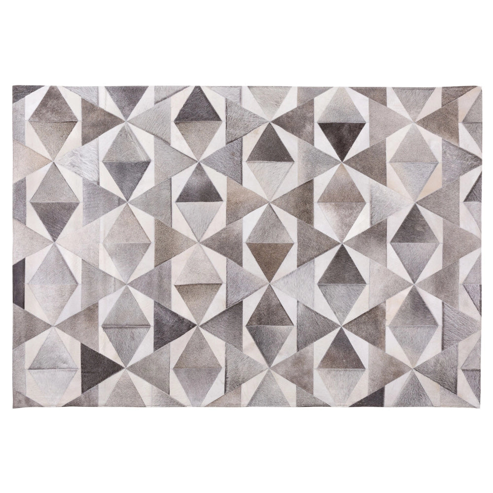 Tappeto tappetino Grigio Pelle 140 x 200 cm Patchwork Pelle Bovina Geometrico Rettangolare Moderno