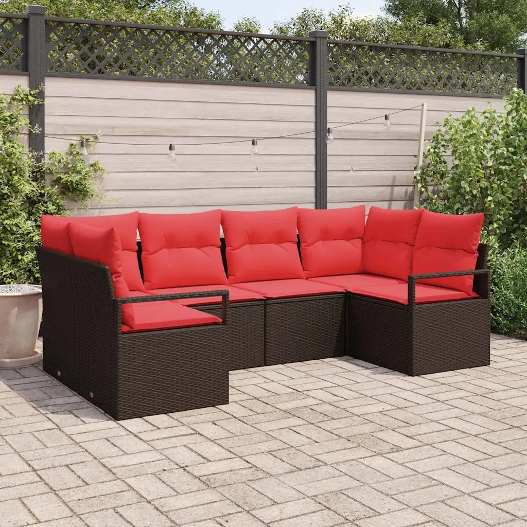 Set di divani con cuscino 6 pcs Marrone Rattan in Polipropilene