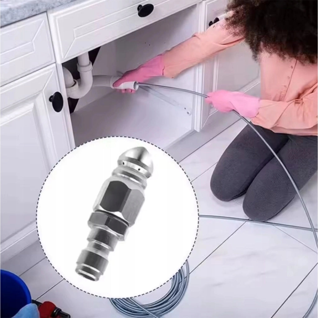 Ugello di Pulizia ClearFlow SteelJet 1/4 QuickConnect – Acciaio Inox | 1 Foro Frontale + 6 Posteriori