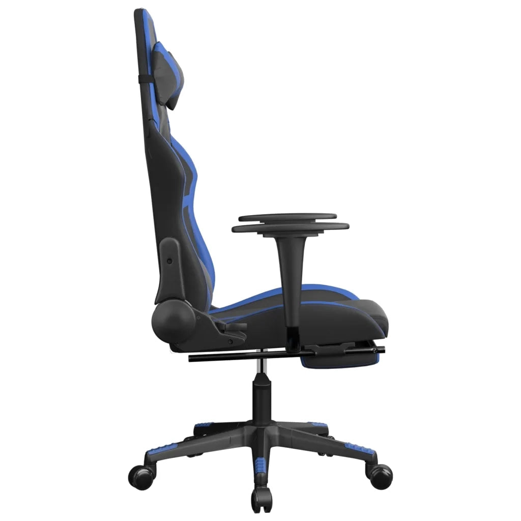Sedia da Gaming con Poggiapiedi Nero e Blu in Similpelle 3143676